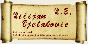 Milijan Bjelaković vizit kartica